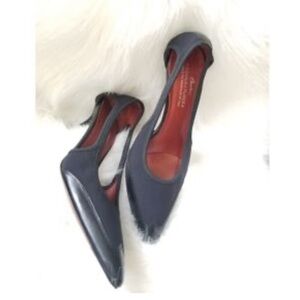 Donald J. Pliner Navy and Red Pointed Toe Slingback Pumps